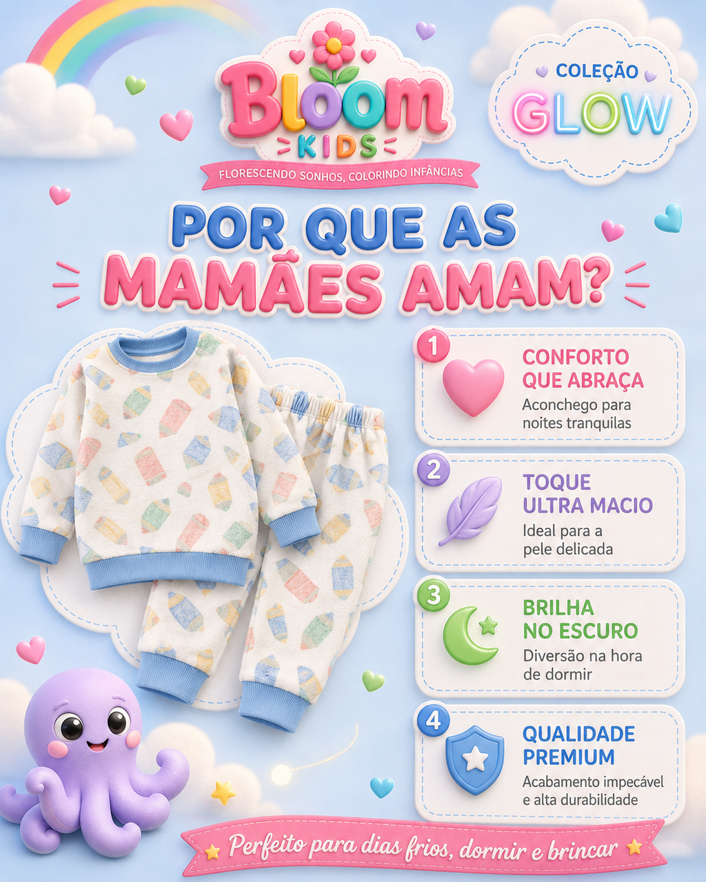 Pijama Infantil Soft Felpudo Glow — A Cobertinha que Veste