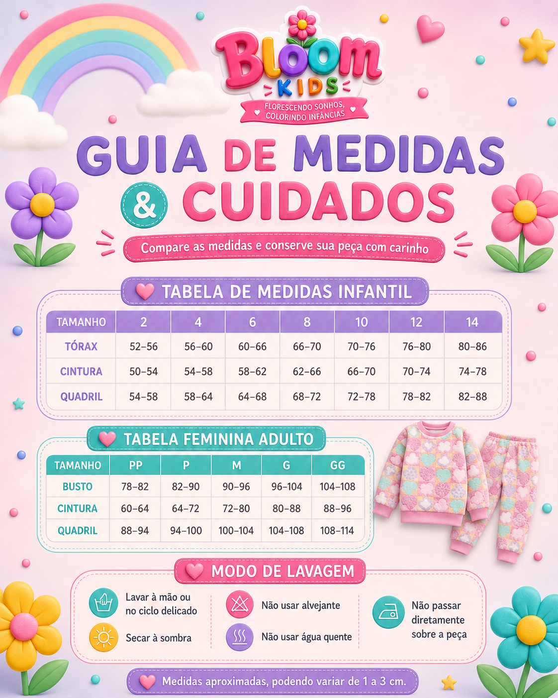Pijama Infantil Soft Felpudo Doce Amor — A Cobertinha que Veste